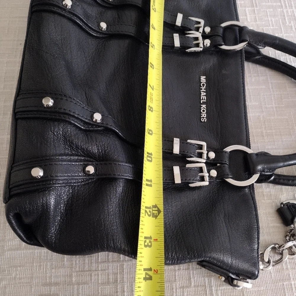 MICHAEL KORS Pebbled Black Leather Satchel Crossbody Medium  Bag